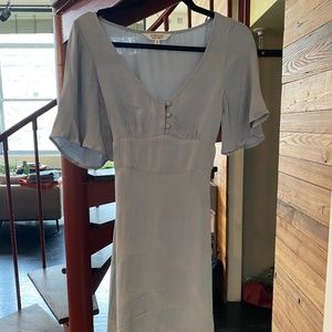 Short Sleeve blue emboridered dress